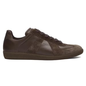 Maison Margiela Men's Replica Leather Suede Low Top Sneakers Dark Brown