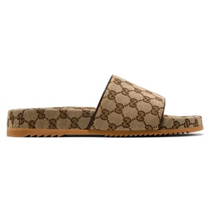 Gucci  Canvas Slide Sandal Beige Monogram