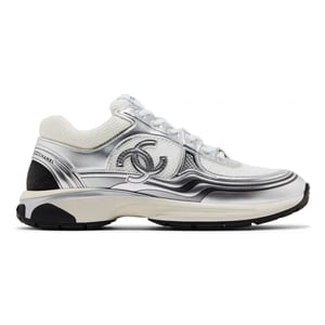 Chanel CC Logo Sneaker White Silver