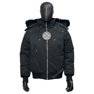 Moose Knuckles Original Ballistic Bomber (Black, Black Fur)
