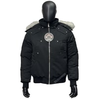Moose Knuckles Original Ballistic Bomber (Black, White Fur)
