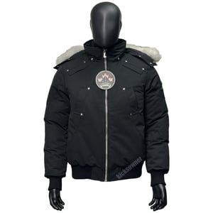 Moose Knuckles Original Ballistic Bomber (Black, White Fur)