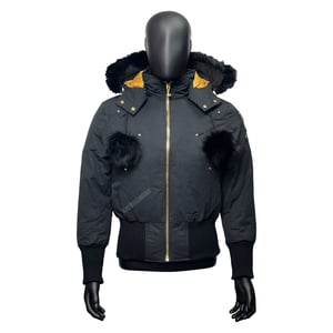 Moose Knuckles Debbie Bomber (Black Fur & Gold Lining)