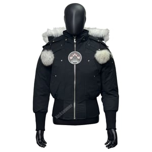 MK Debbie Bomber Black (White Fur, Double Pom)